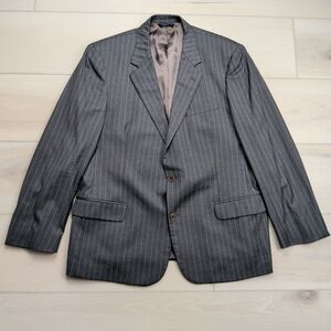 Brooks Brothers Loro Piana Blazer Sport Coat Mens 46L Gray Pinstripes Wool Italy